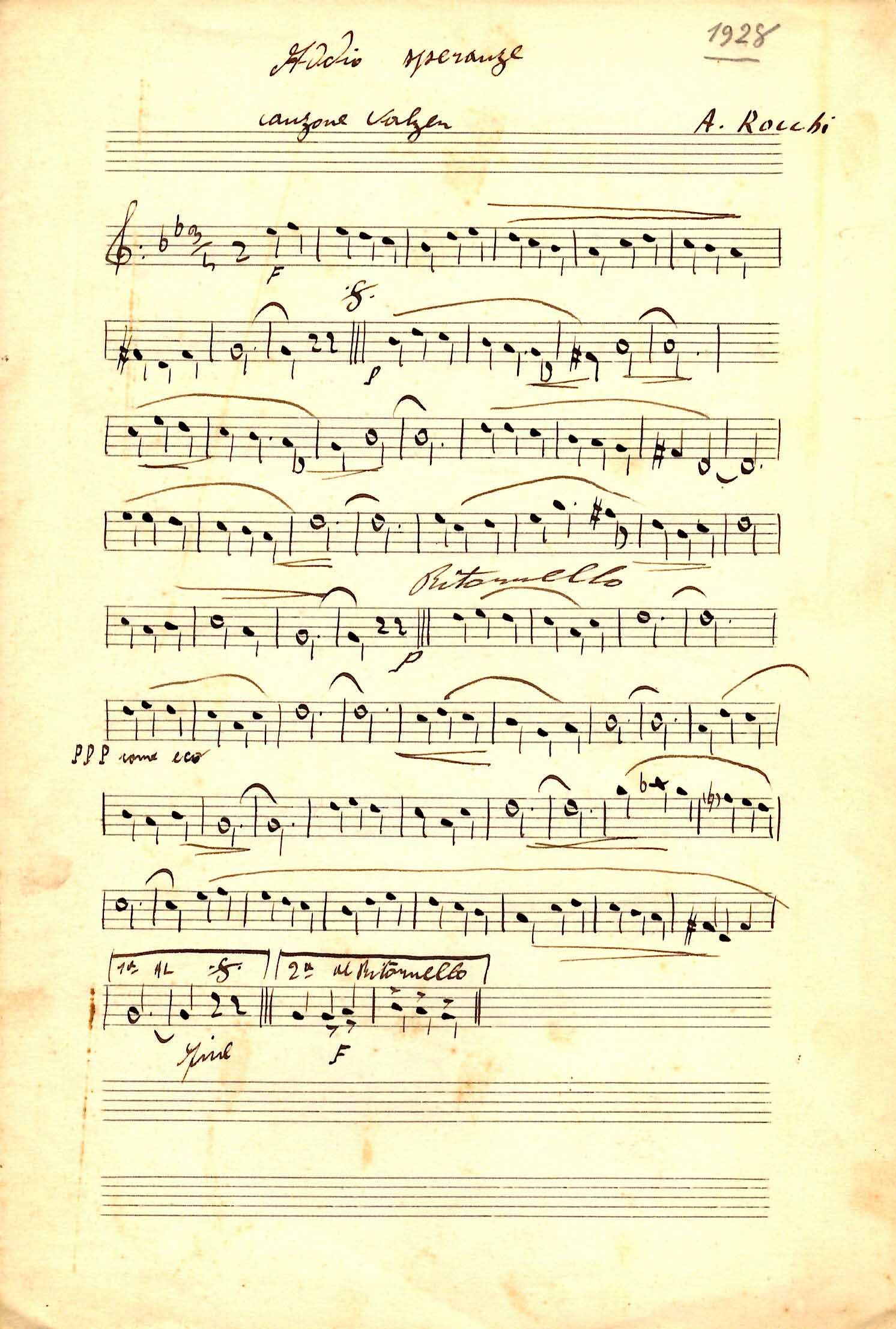 Addio speranze. Canzone valzer